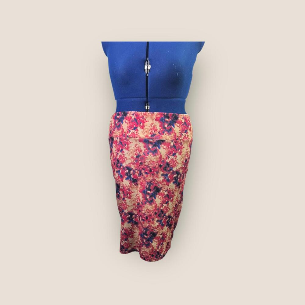 LuLaRoe Floral Pencil Skirt XL Body-Hugging Stretch  Watercolor Pink Blue | Sexy